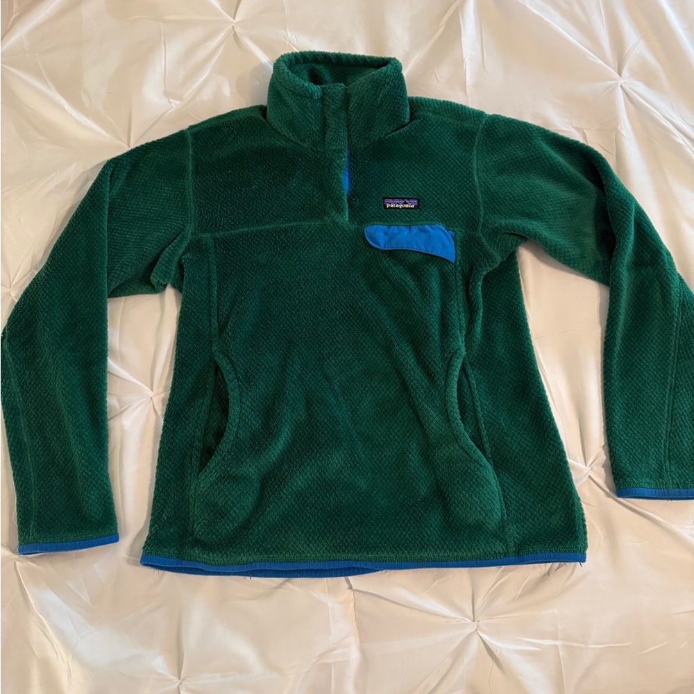 Patagonia Green Polartec Fleece Pullover Snap T Ws Medium